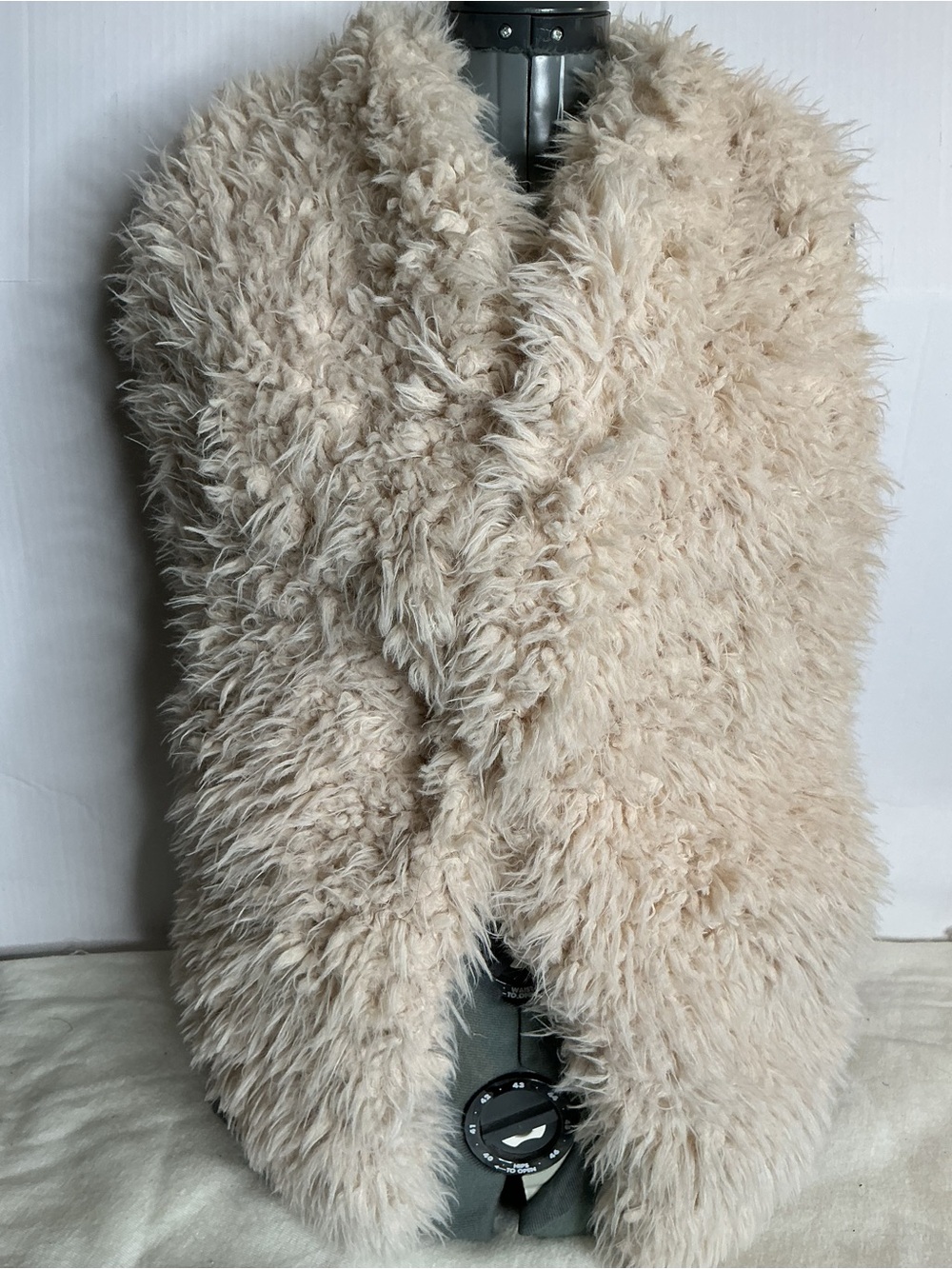 Ambiance Plush Faux Shearling Shawl Collar Jacket - Cream
